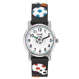 Fodbold ur med hvid urskive og sorte tal fra danske Club Time